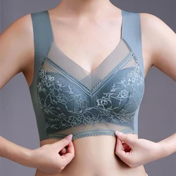 Sexy Deep V Lace Bra Women L-5XL Plus Size Bras Comfortable Wireless Underwear Ladies Soft Brassiere Female Big Size Bralette