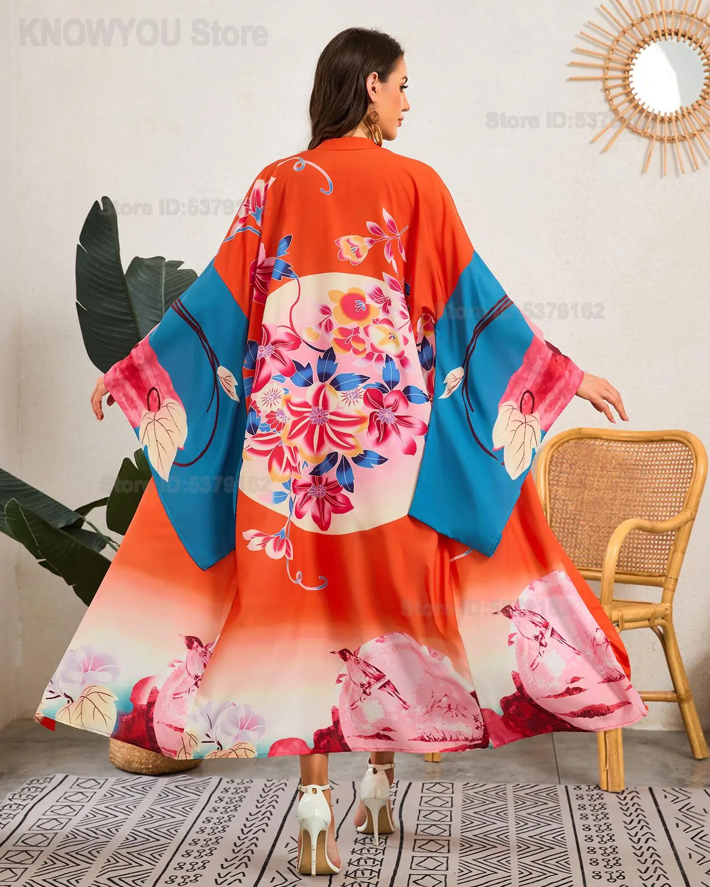 Women's Kimono Cardigan Cover Up Loose Fit Sheer Bathrobe Beach Robe Uv Sun Protection Swimsuit Cover Up Vacation Bikini Coverup