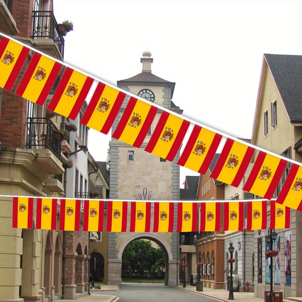 20pcs/30pcs Spain String Flag, 14cmx21cm Spanish Flag Banner Flag, Polyester String Flag Banner, Lawn, Patio Outdoor Decor