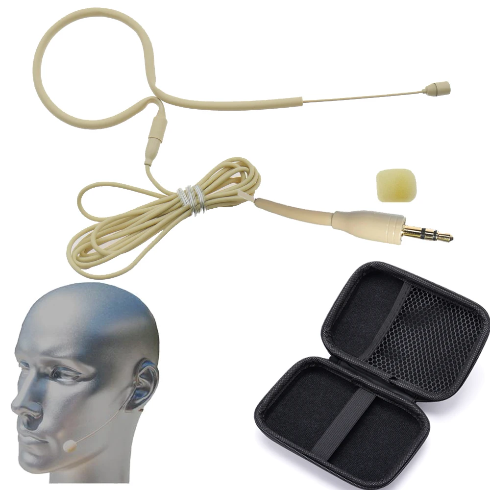 

High-Performance Ear Hanging Microphone With 3.5mm Stereo Jack For Sennheiser BodyPack Laptop Camera Recorder Zipper Case