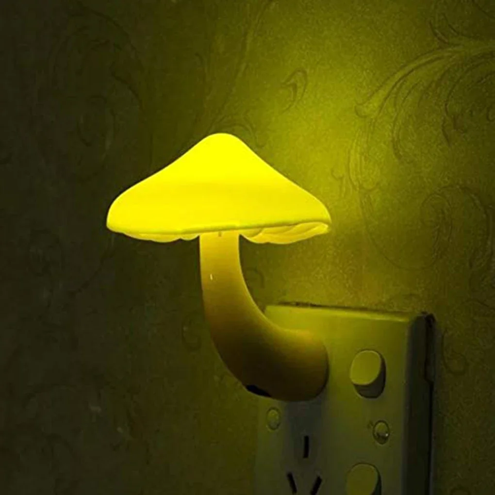 US Plug Mushroom Nightlight Sensor LED For Kids Cute Wall Socket Lights Lamp Home Bedroom Light-controlled