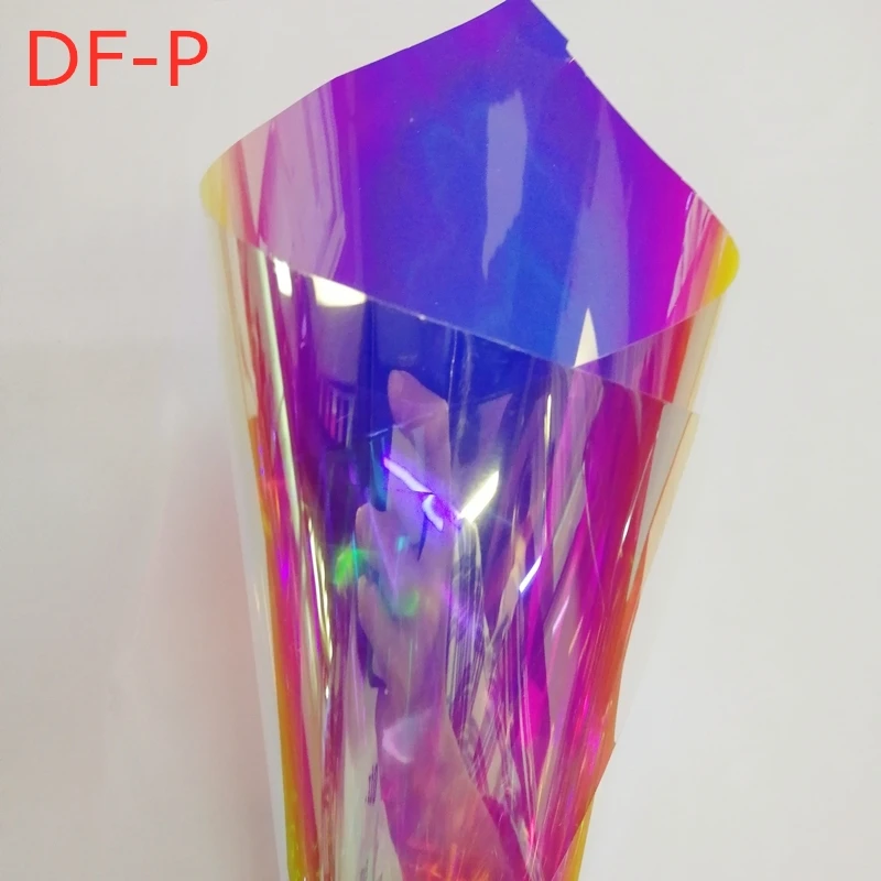 1.38*30 متر مركز تسوق مكتب بناء ملون مبهر أزرق أحمر لاصقة تزيين قوس قزح Dichroic نافذة تينت فيلم