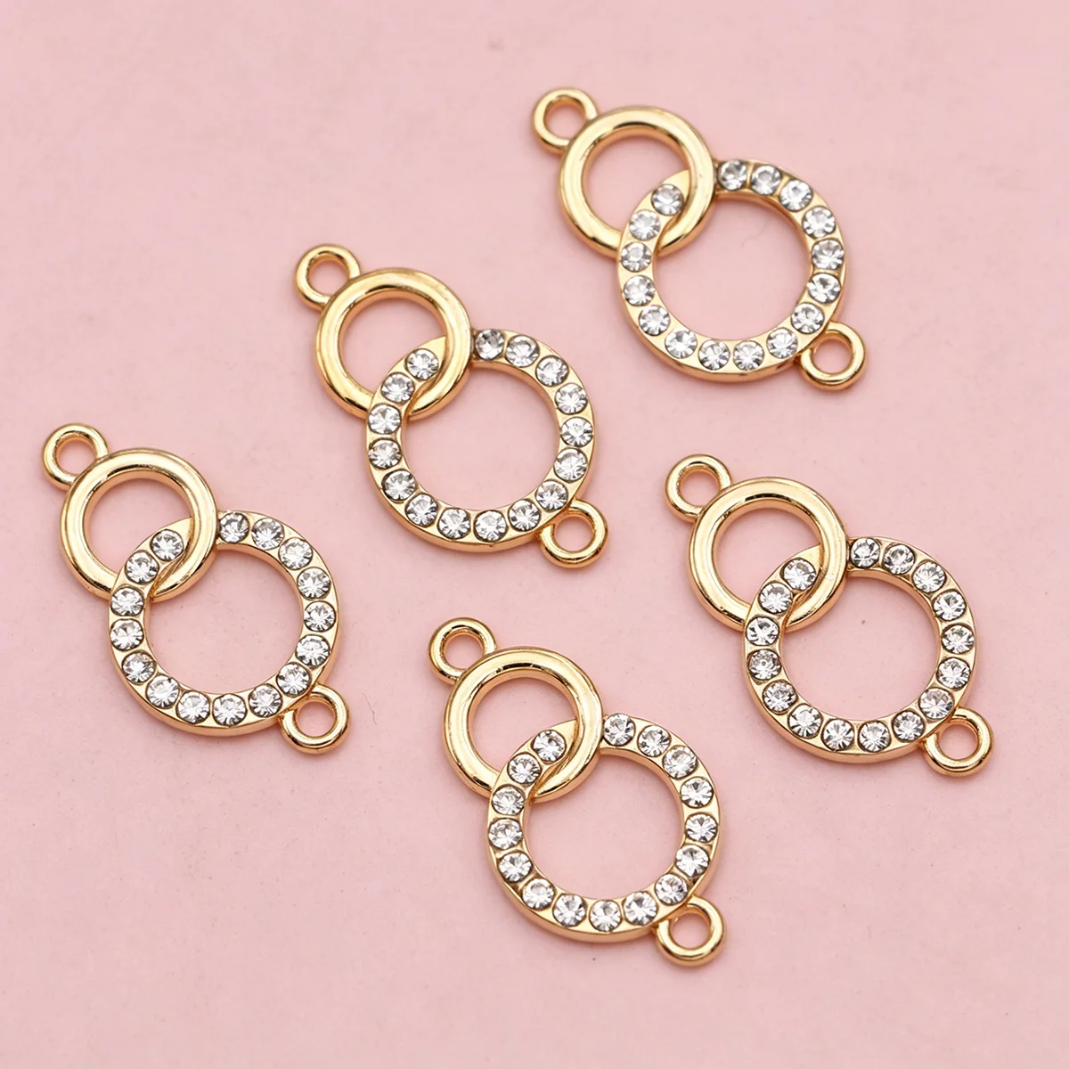 5Pcs Crystal Silver Plated Double Circle Charm Connector for Jewelry Making Bracelet Necklace DIY Accessories 24x13mm - Image 4