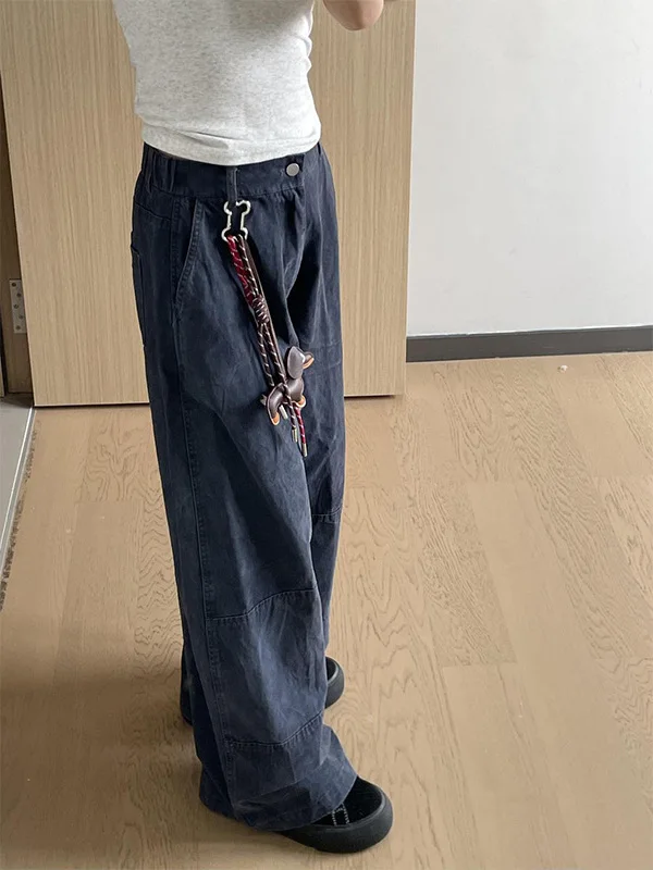 

Джинсы-карго больших размеров в американском стиле для женщин: повседневные свободные прямые брюки для весны и осени, комфортные, больших размеров, длинные