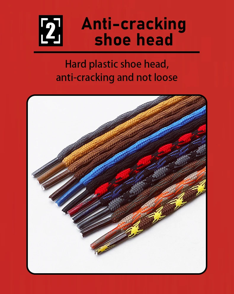 Runde Stiefelschnürsenkel, robuste und langlebige Schnürsenkel für Stiefel, Arbeitsstiefel und Wanderschuhe, doppelte kugelförmige, kreuzgewebte Schnürsenkel – Detail 3