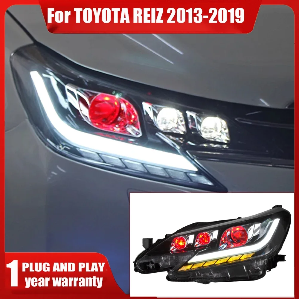 2X For Toyota Reiz 2013-2018 Mark X LED Auto Headlight Assembly Upgrade Bifocal Lens Dynamic Signal Lamp LHD RHD Car Accessories