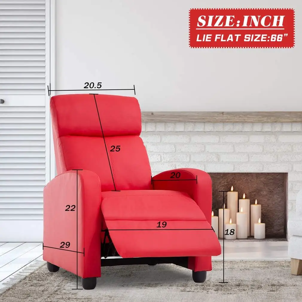 Chair for Living Room Recliner Sofa Reading Chair Winback Single Sofa Modern Home Theater Seating Lounge with PU Leather Padded