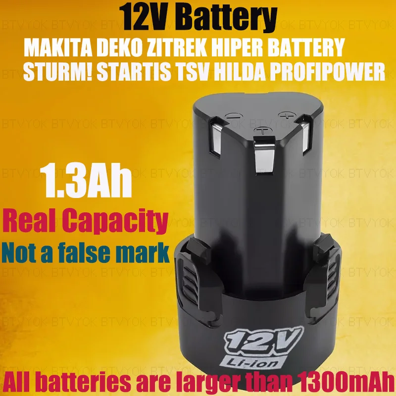 12V 1300mAh Actual capacity is not falsely stated，Power Tools accessories For Cordless Screwdriver Electric Drill Battery