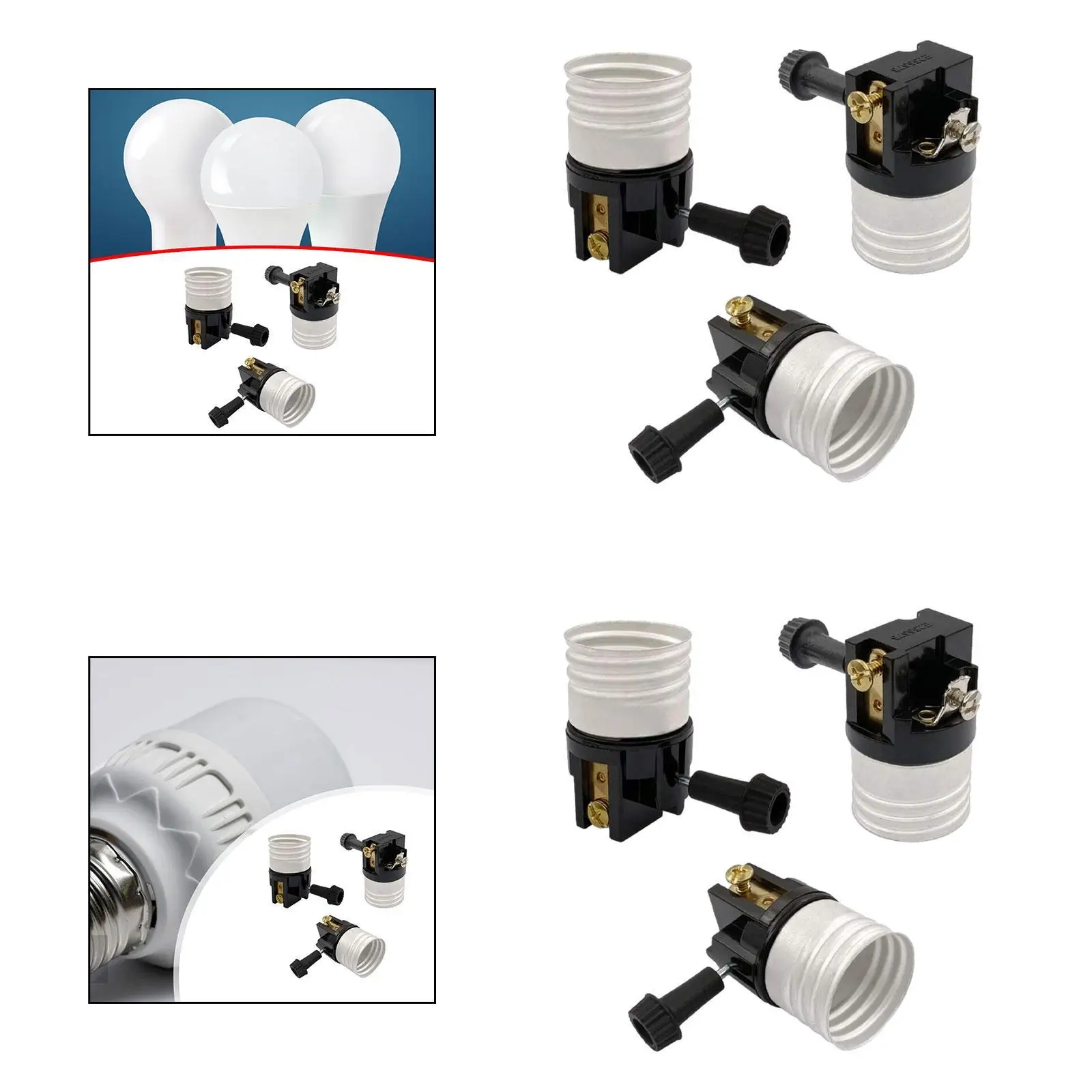 3 قطعة E26 مقبس المصباح سهل التركيب أجزاء المصباح حامل المصباح بدوره مقبض مفتاح التشغيل