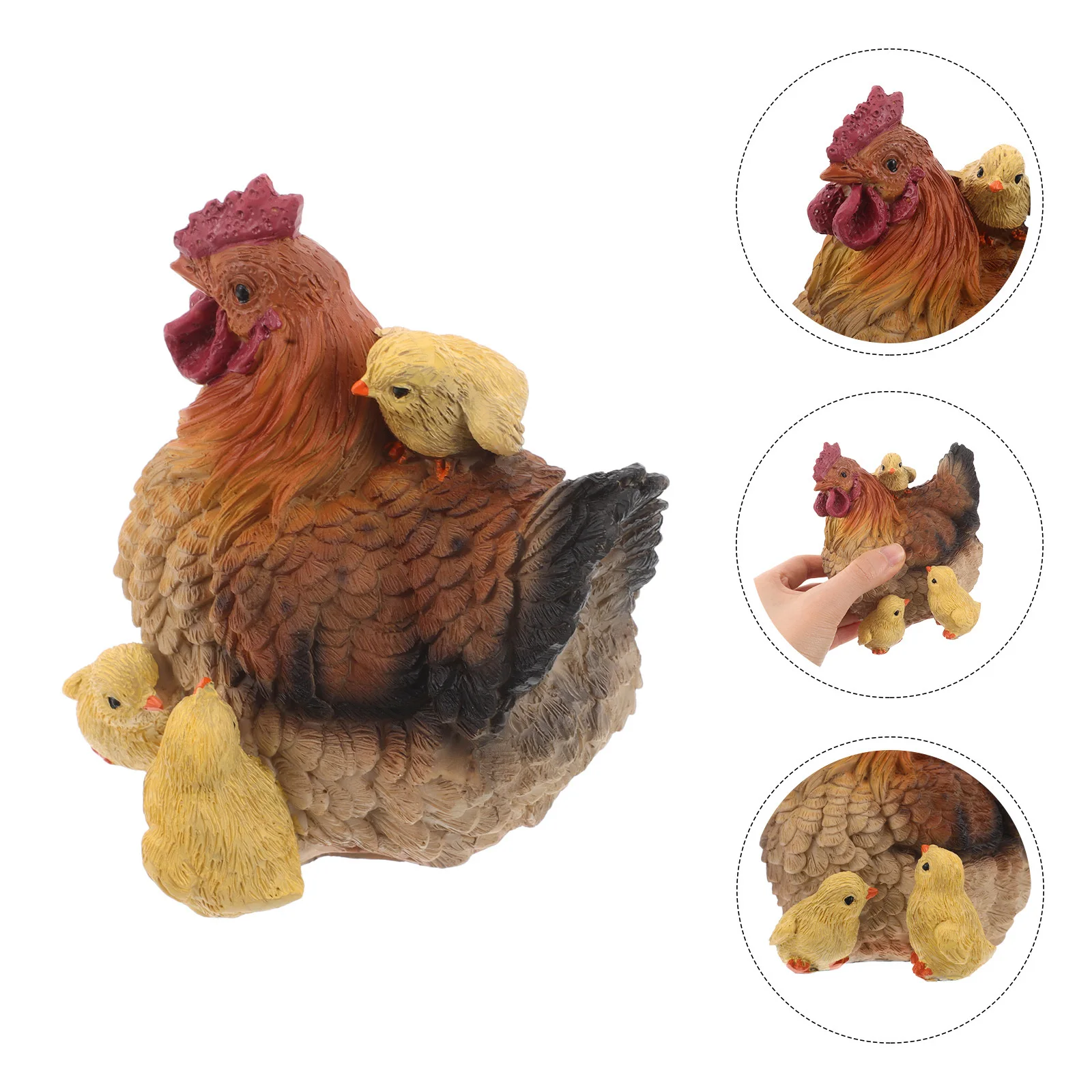 

1Set Rustic Resin Hen Statue Garden Yard Decor Farmhouse Style Chicken Ornament Lifelike Outdoor Resin Chicken Garden Ornament