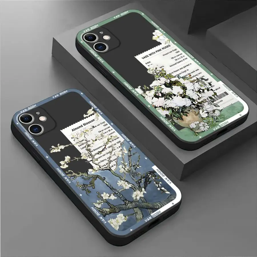 Van Gogh Sunflowers The Starry Night Art Phone Case for Apple iPhone 15 16 Pro XS Max 13 14 Plus XR SE 7 8 12 11 Pro plus Matte