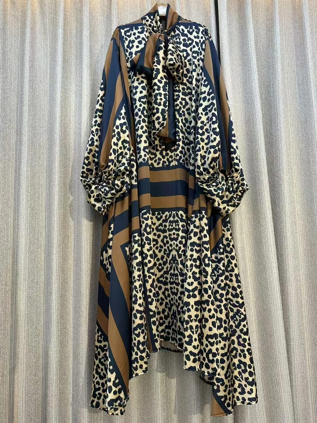 New 2024 Autumn Fashion Irregular Midi Dress Female long Sleeve Elegant Loose Print Casual Party A-line Evening Dress For Women