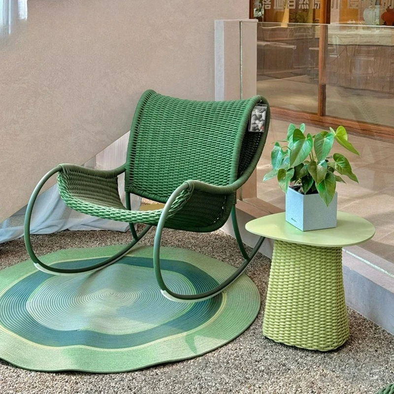 

Villa balcony leisure rocking chair rattan outdoor sofa chair courtyard coffee table combination waterproof and sunscreen