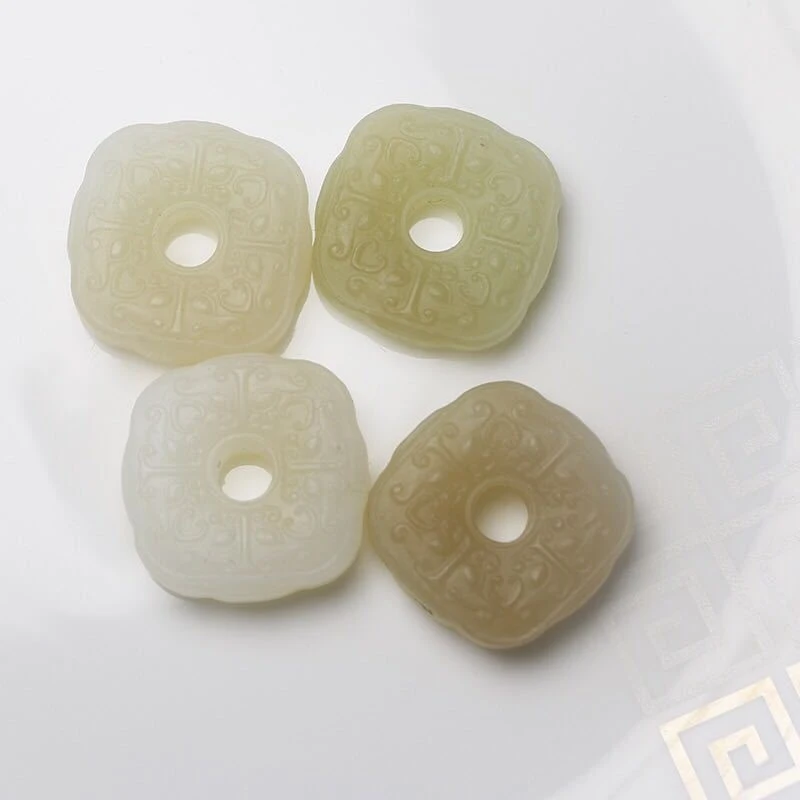 Hetian Qinghai Material Square Divine Pendant Men and Women, Double-Sided Pixiu Jade Ornament