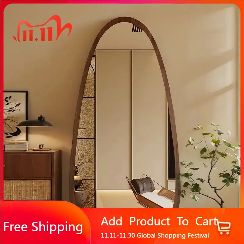 

Bedroom Wooden Mirror Circular Standing Oval Big Decoration Full Body Modern Mirror Living Room Floor Espelhos Home Decorations