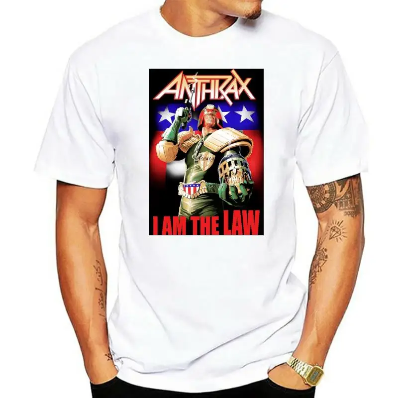 Anthrax Judge Dredd I Am The Law T-Shirt New Heavy Metal Band Authentic 2023 Summer Men Short-Sleeved Fitness O-Neck Top Tee