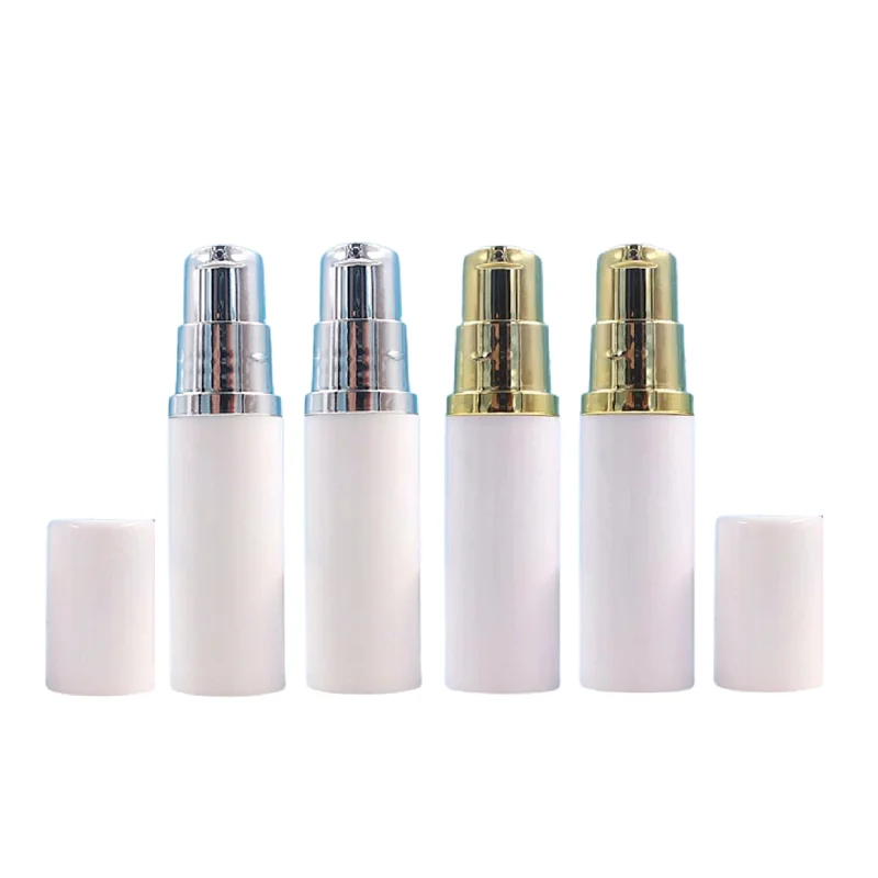 

Refillable Pump Bottle 30Pcs Cosmetic Packaging 5ml 10ml 15ml Empty White Plastic Sample Essence Airless Lotion Bottles