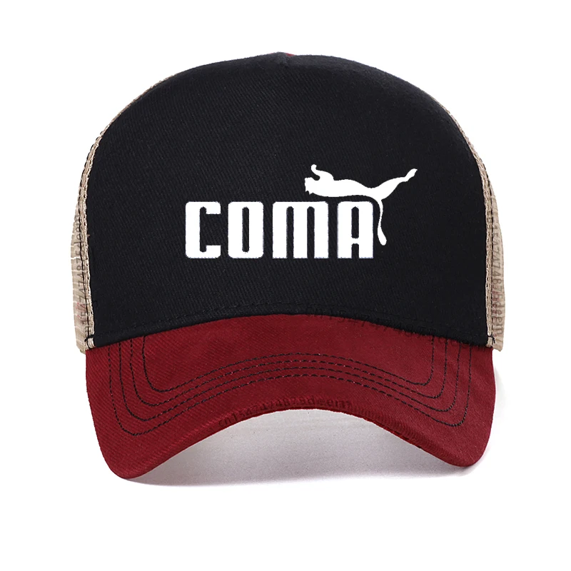 

high quality Cotton Unisex Baseball Cap Coma Funny Parody Geek hat Summer men cool Mesh Trucker Cap outdoor adjustable Dad hats