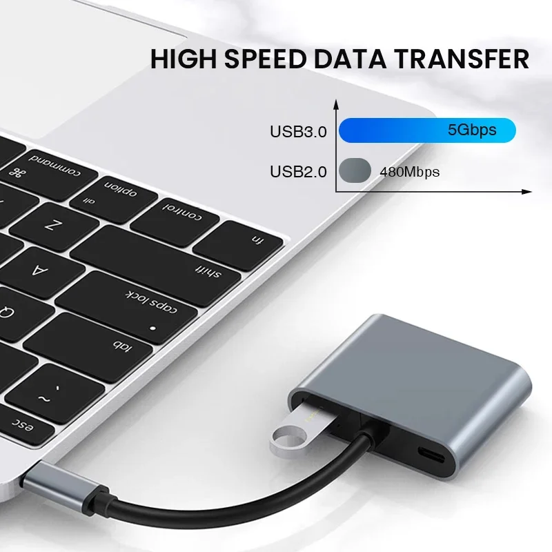 USB C Hub 4 في 1، محول HDMI VGA 4K مع توصيل طاقة USB 3.0 و60 وات، دونجل من النوع C لأجهزة الكمبيوتر المحمول MacBook Pro #5