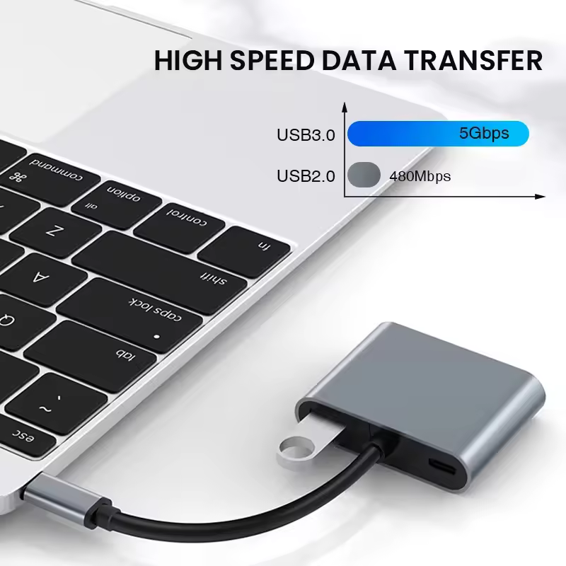 4 in 1 USB C 허브 연결 사진