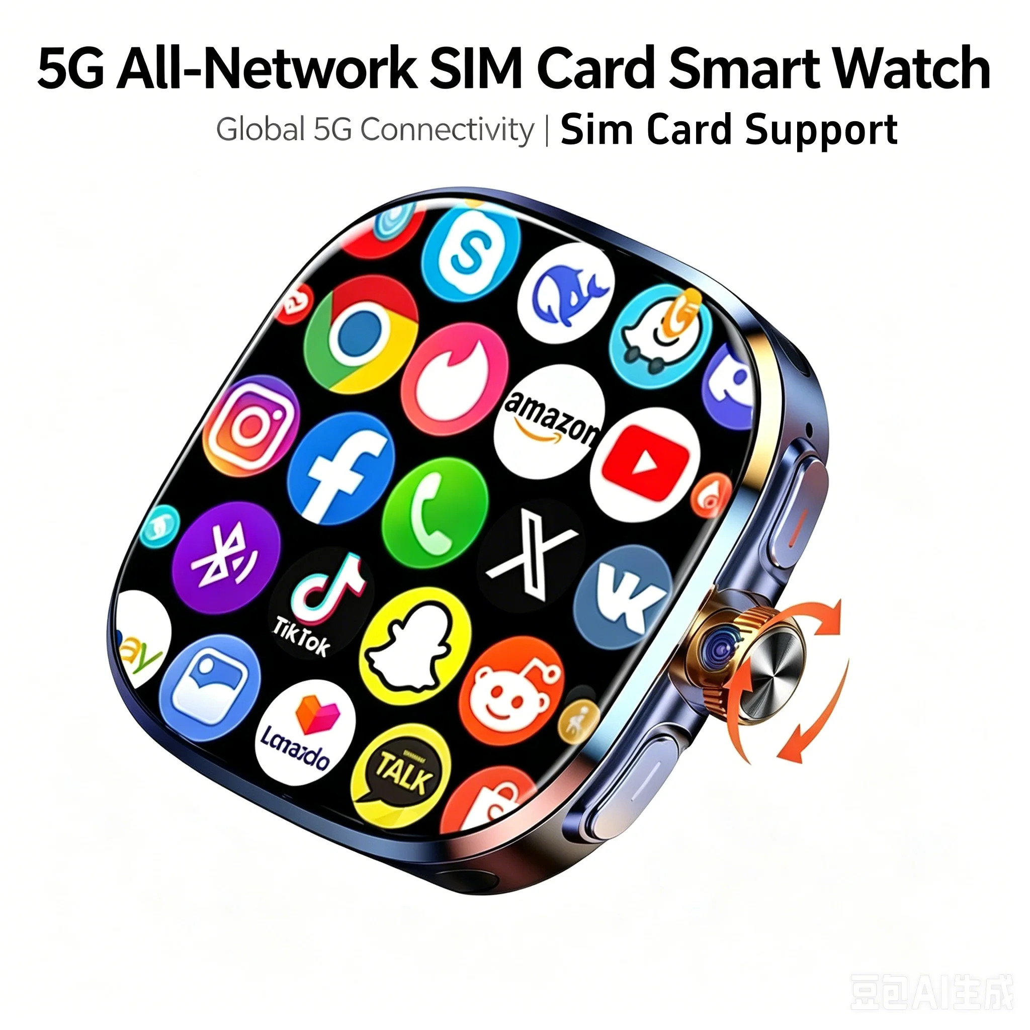 

32GB+1024GB 5G LTE Smartwatch Android 10.0 2.4-inch AMOLED Display Smart Watch With 800W Pull-out Camera Sim Card Slot GPS WIFI