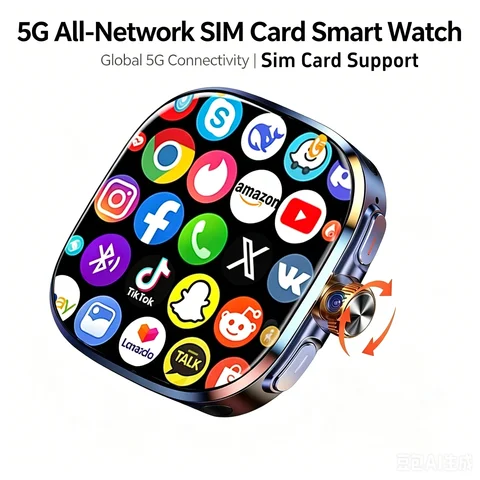 32GB+1024GB 5G LTE Smartwatch Android 10.0 2.4-inch AMOLED Display Smart Watch With 800W Pull-out Camera Sim Card Slot GPS WIFI