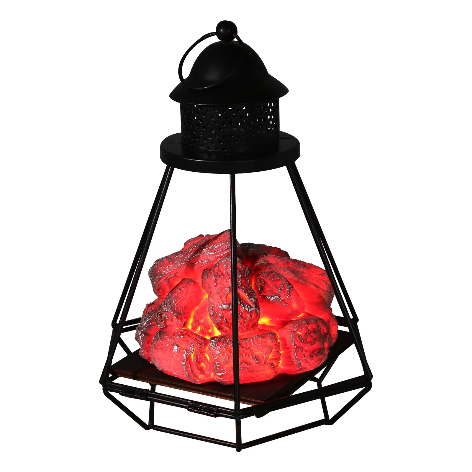 

LED Flame Lamp Iron Fireplace Home Desktop nament Rechargeable Batteries Halloween Party Decorative Lantern for Christmas Winter