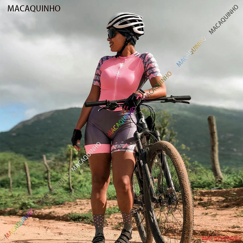 Women's Cycling Suit Pink Bike Jumpsuit Free Shipping Macaquinho Ciclismo