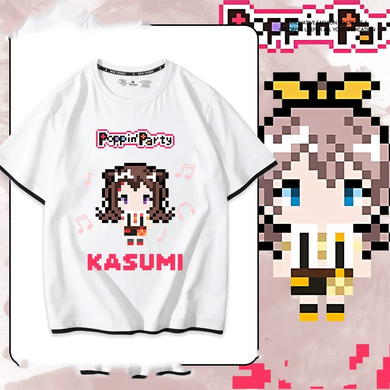 Popular BanG Dream! Poppin' Party Girl Band T-shirt 3D Kasumi Arisa Print t shirts Harajuku Short Sleeve Y2k Top Summer Clothing
