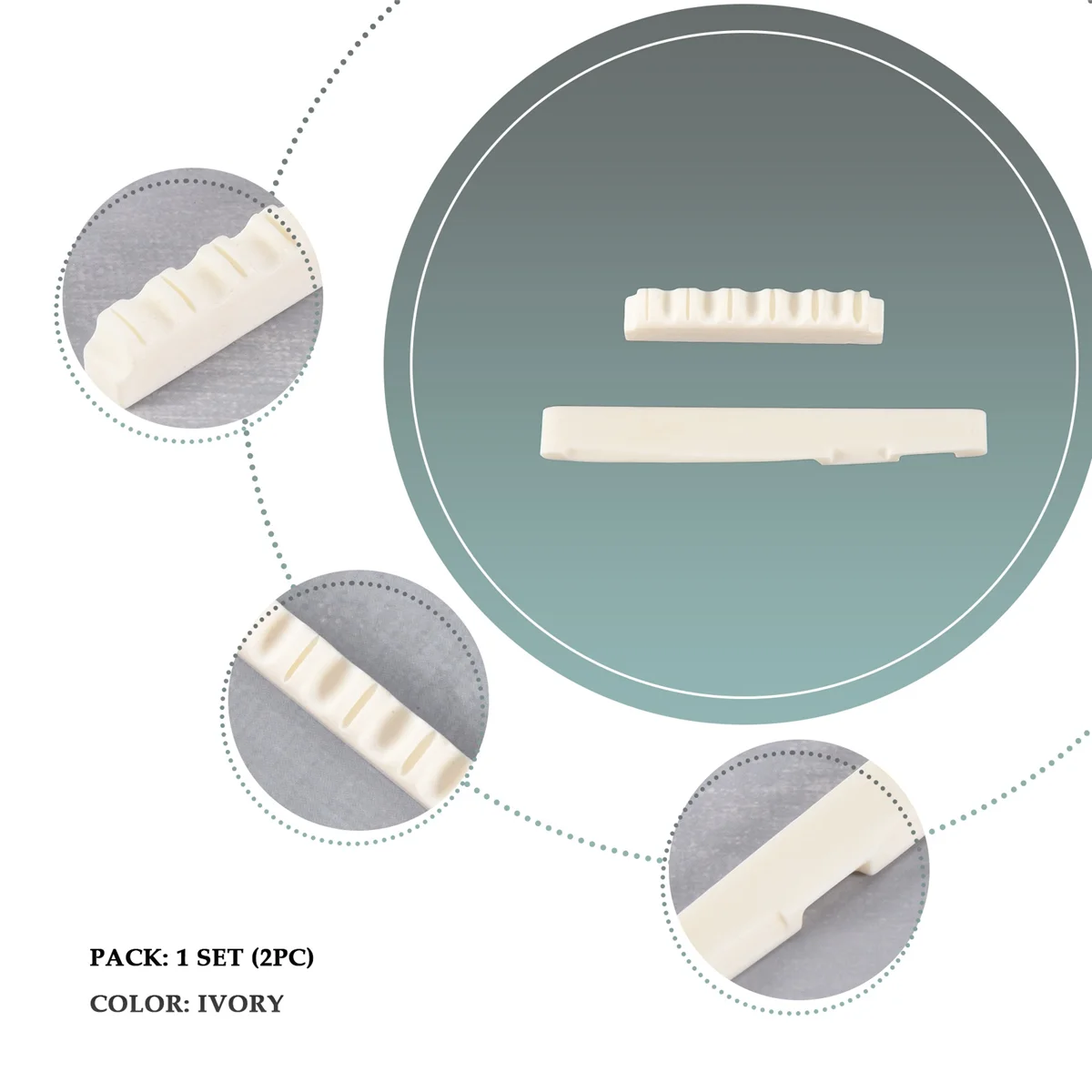 RIRI 1Set Ivory Bone Bridge Saddle And Nut For 6 String Acoustic Guitar