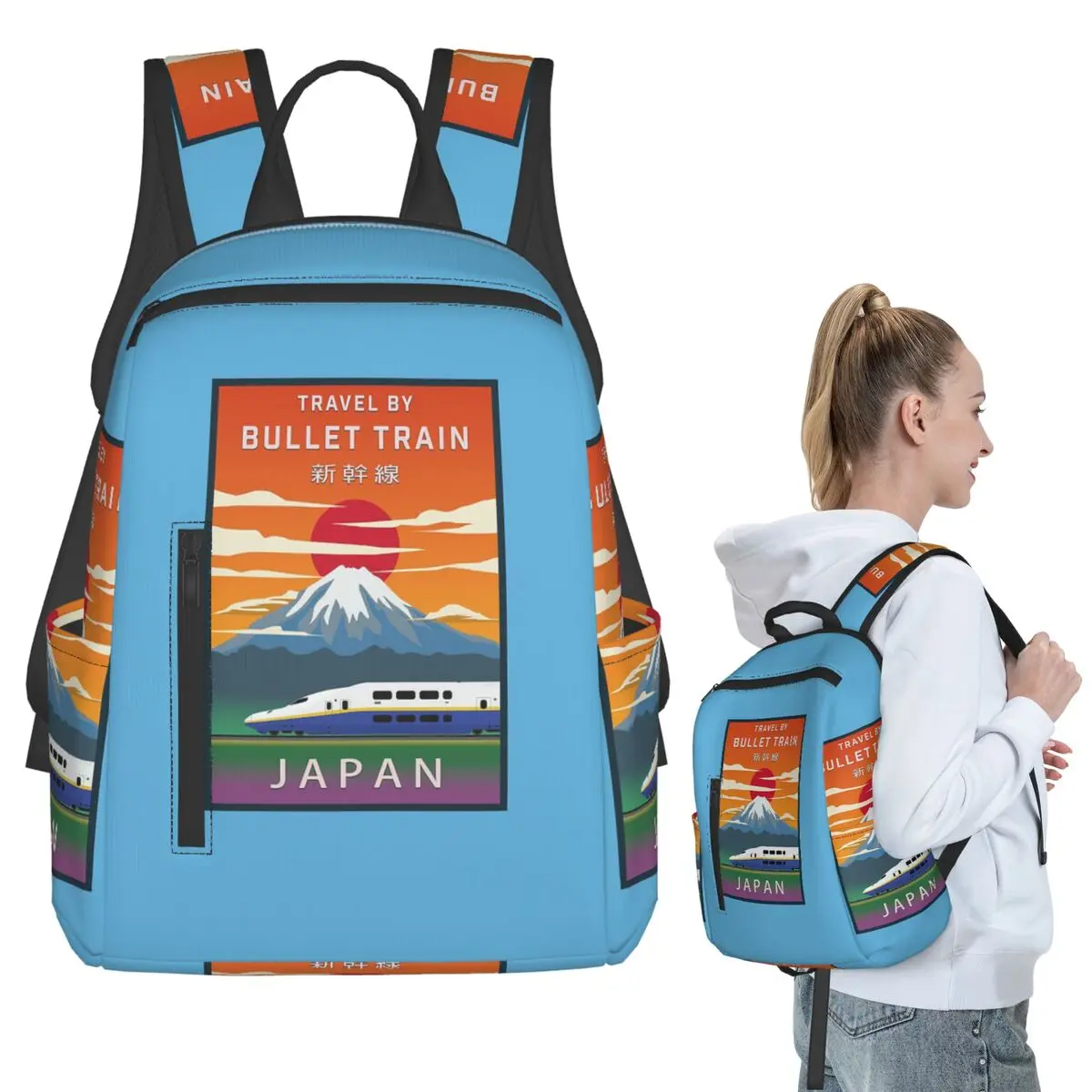 Japanese Shinkansen Bullet Trains Backpack Student BookBag Children School Bag Laptop Shoulder Bags Men Women