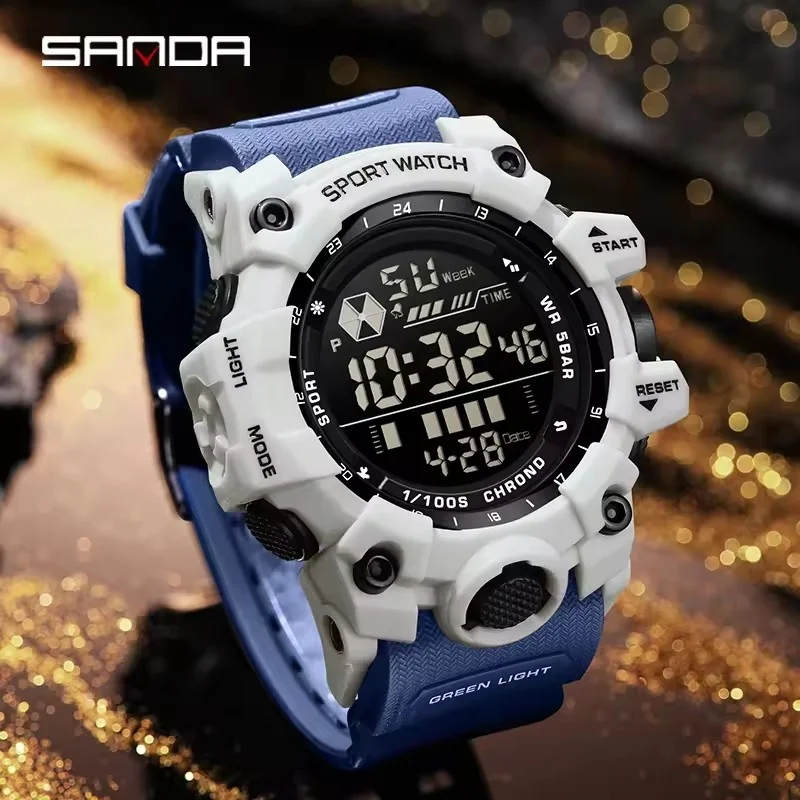 SANDA 6229 montre électronique pour hommes Sport multi fonctionnel LED étanche horloge militaire avancée hommes étudiant loisirs montre cadeau