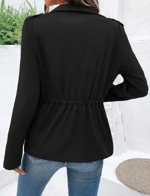 2025 outono/inverno nova moda feminina casual cor sólida manga longa com cordão regata feminina