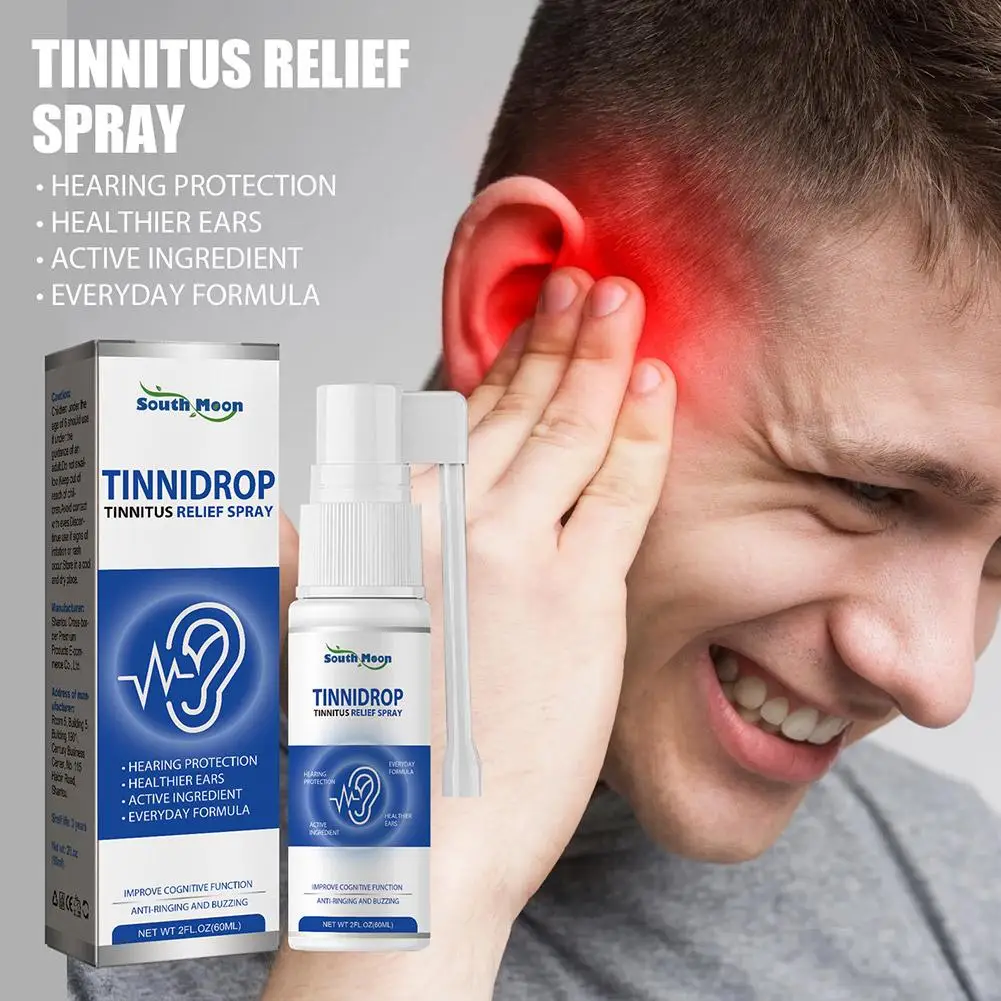 1Pcs TinniDrop Tinnitus Relief Spray Ear Ringing Relieving Drops for Ringing Tinnitus Itching Earache Health Care Earwax 60 X5W4