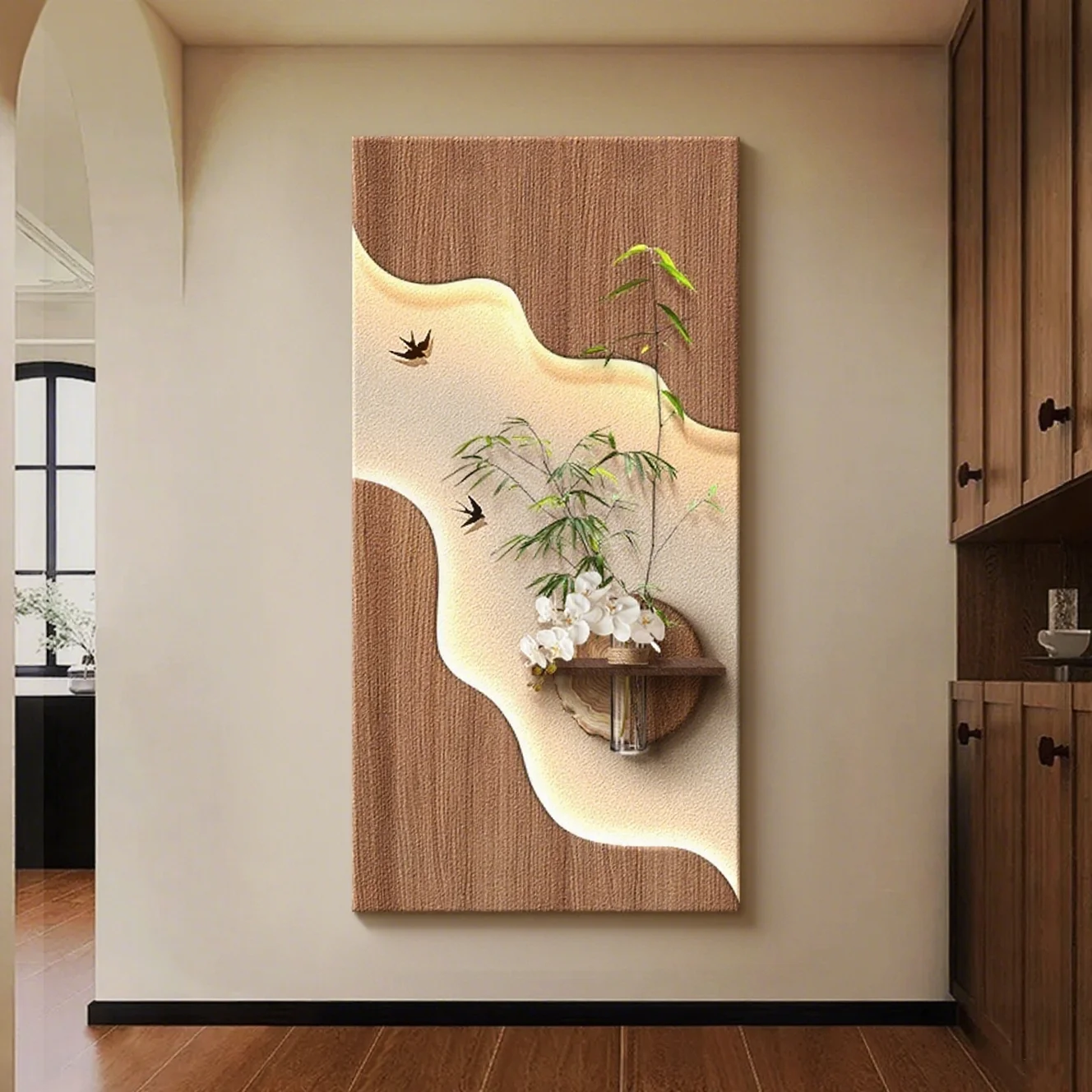 Hydroponic Green Plants Ancient Style Entrance Decoration Painting Sandstone Corridor Hanging Painting Modeling Wall Mural Lamp