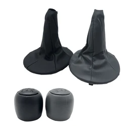 Car Gear Shift Shifter Knob Hand Ball With Leather Gaiter Boot Cover Case For FIAT PANDA 2003-2012/500 500C 2007-2013 Black Gray