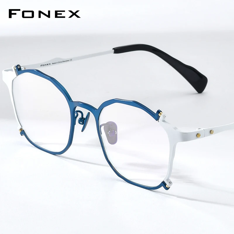 

FONEX Pure Titanium Glasses Frame Men New Retro Vintage Square Eyeglasses Women Eyewear F85758