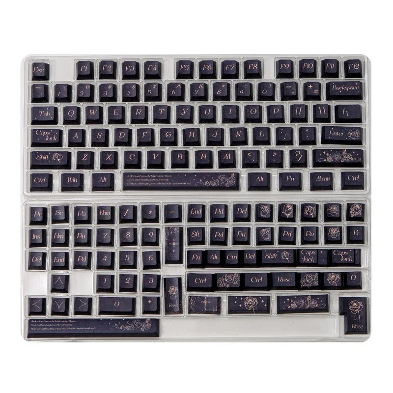 Колпачок для клавиш Black Rose, оригинальная высота, PBT, полная пятисторонняя сублимационная адаптация, механическая клавиатура 61/87/104/980