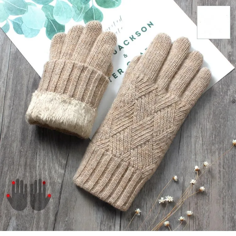 

Men Women's Autumn Winter 80% Wool Knitted Gloves Male Thicken Warm Vintage Touchscreen Woolen Driving Gloves R2681