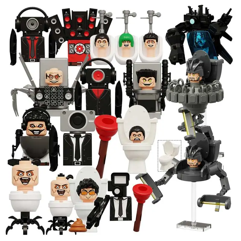 Blocos de Construção Mini Action Figures, Modelo de Montagem, Jogos de Anime, WC, Bonecas de Tijolos, Banheiro, Brinquedo, Presentes, KDL825, Skibidi, KDL823