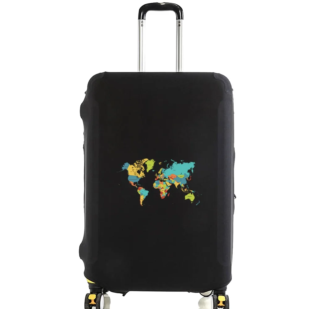 Unisex Suitcase Cover Travel Global Pattern Luggage Protective Cover Elastic Dust Bag Case for 18-32 Inch Travel Accessories