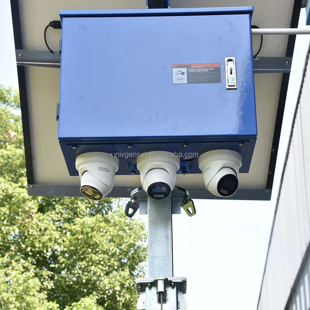 High Quality Block Telescopic Solar Powered  Surveillance Tower Without Cctv Standard Version