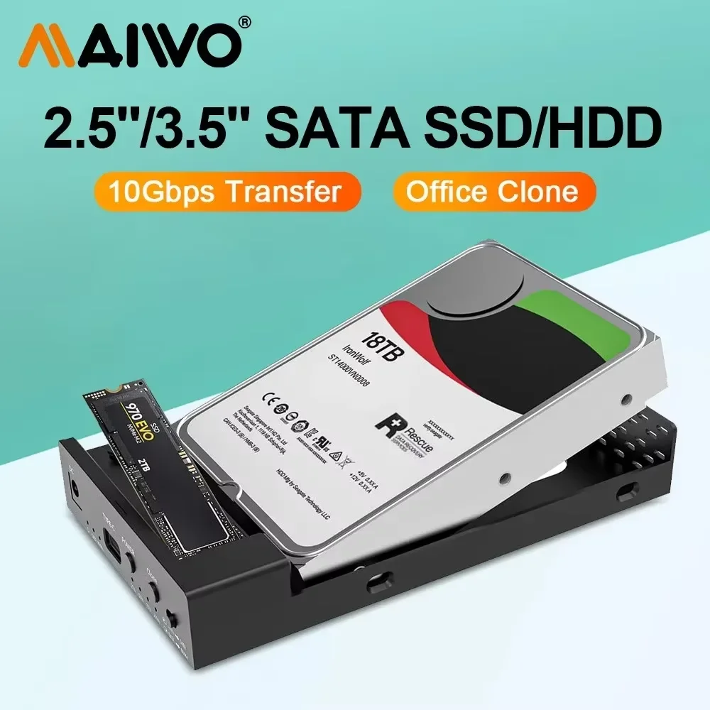 maiwo ssd gabinete com suporte a clones estacao de ancoragem sata hdd 25 35 nvme m2 nvme 2230 42 60 80 25 35 01