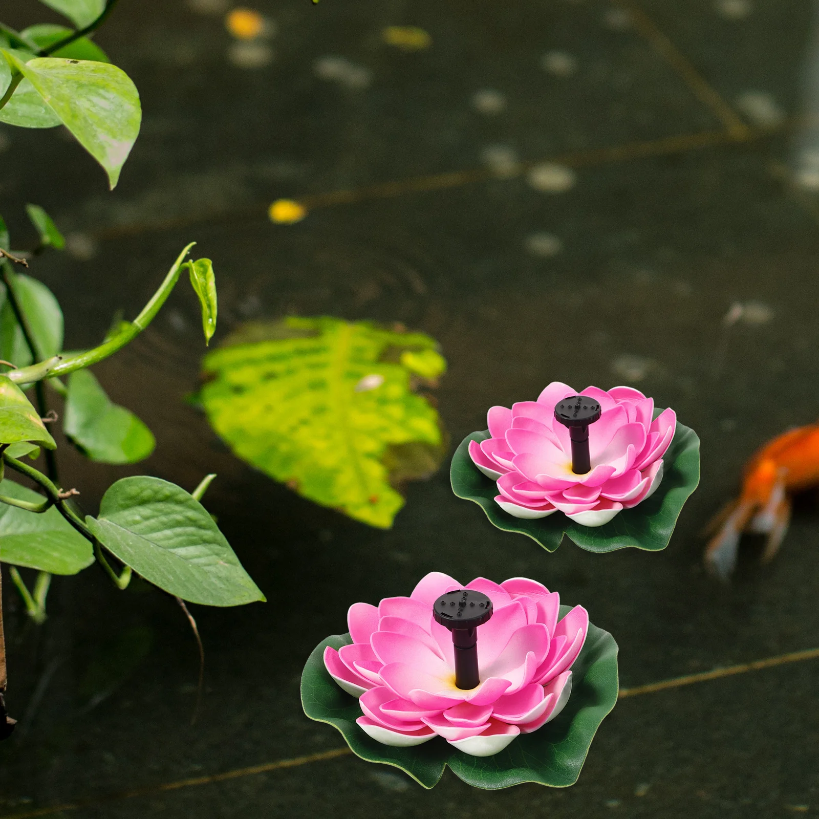 مجموعة واحدة من نافورة اللوتس العائمة المقاومة للماء لتزيين بركة الحديقة الخارجية، ميزة مياه بمناظر طبيعية حمام الطيور قابلة لإعادة الشحن عبر USB #6