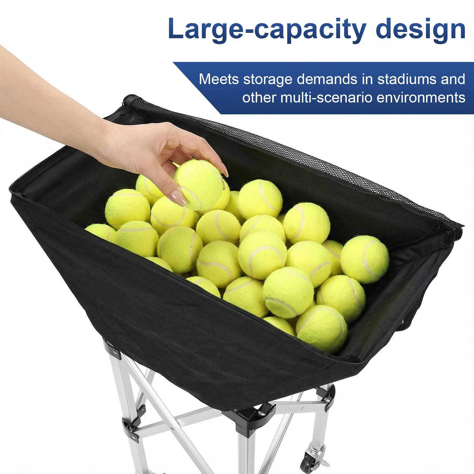 

Collapsible Hammock Ball Cart with Wheels Portable Volleyball Ball Cart Large Capacity for Easy Storage and Transport