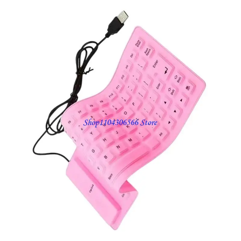 02DD USB Silicone Keyboards 85Keys Flexible Rolls up Silents Waterproof Dustproof for Notebook and