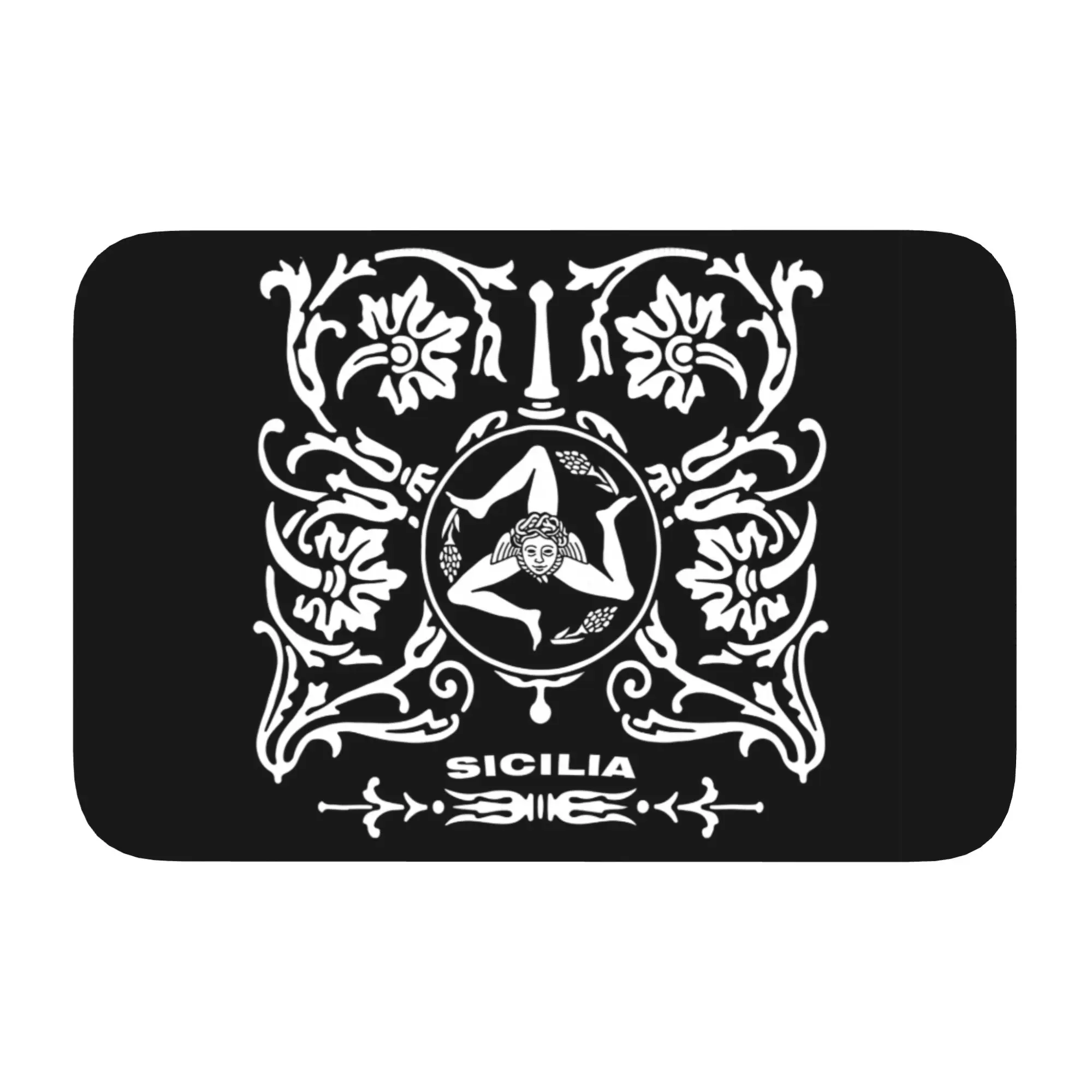 Personalized Sicilia Sicily Love Trinacria Logo Doormat Mat Anti-Slip Sicilian Pride Bathroom Kitchen Toilet Rug Carpet 40*60cm