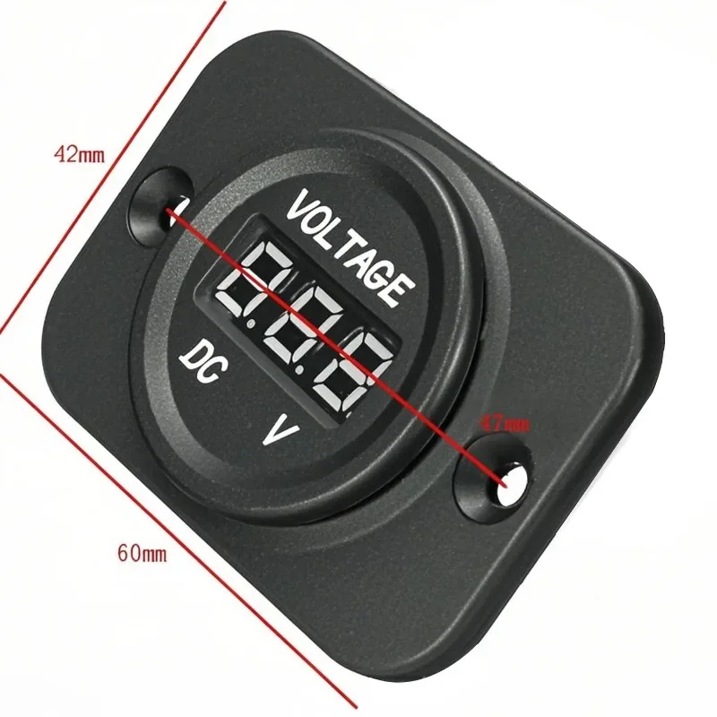 مقياس جهد السيارة مكون من 3 أرقام، شاشة بطارية LED للمركبات 12 فولت/24 فولت