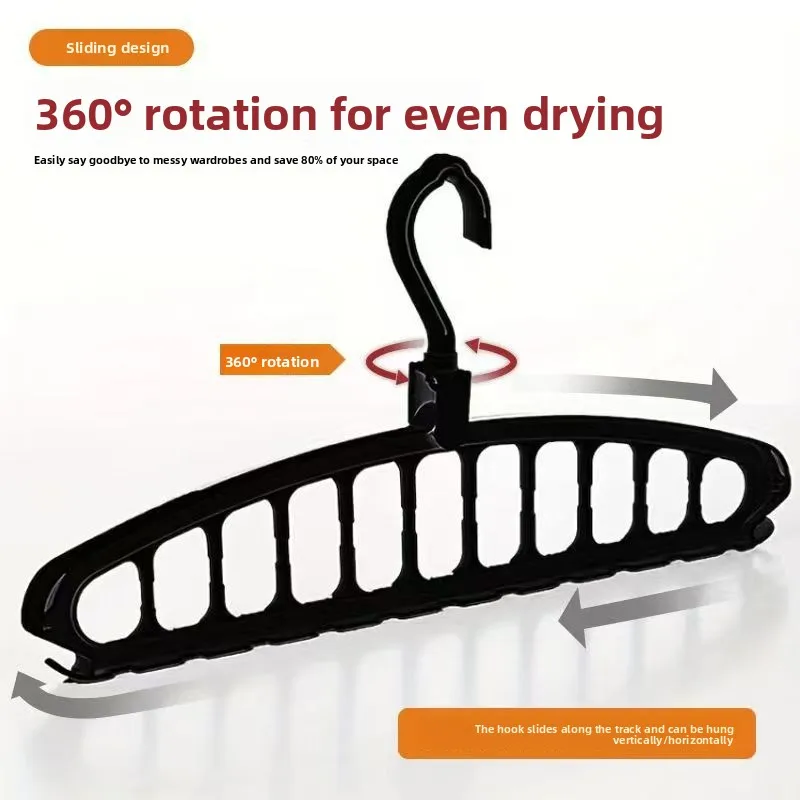 Folding Multi-hole Clothes Hanger, Non-slip Space Saving Wardrobe Organizer