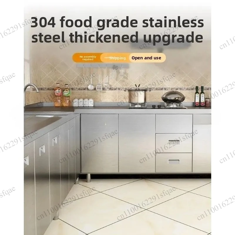 Cabinet Integrated Sink Stove  14k People 304 Steel Thickened Stainless Steel Cabinet Combination Corner
